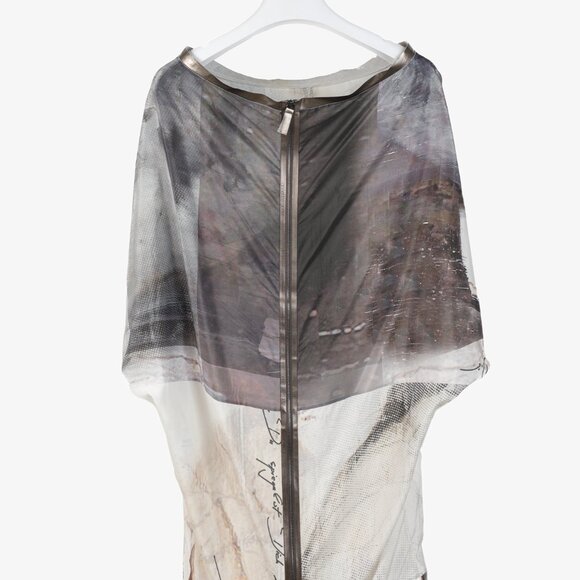 Annette Gortz SS/15 Moss Grey and Brown Abstract Print Batwing Silk Tunic - Picture 3 of 12